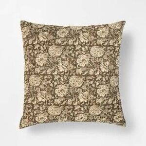 Oversized Printed Floral Square Throw Pillow Brown/Cream - Studio McGee